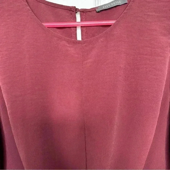 Suzy Shier Blouse Sleeveless Cross Front Burgundy Size Large - Picture 5 of 16